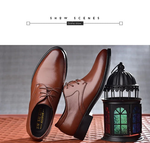 Elegant Men's Black Leather Oxfords for Formal Occasions - Perfect Wedding, Party, Office, and Business Shoes for Men